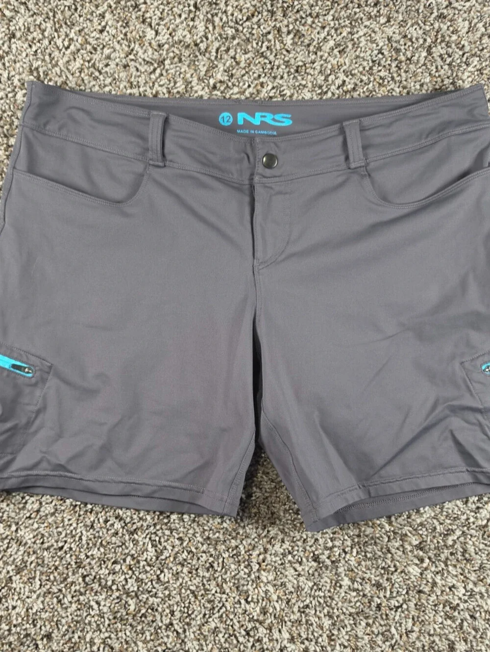 NRS Womens Size 12 Guide Shorts Gray Teal Outdoor Activewear Hiking Performance